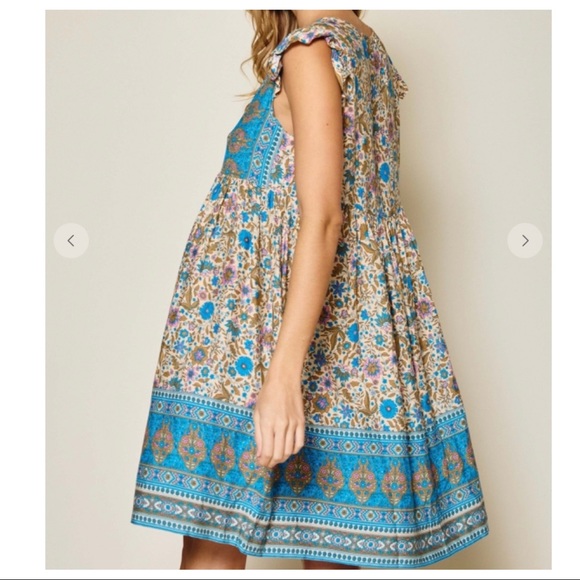 15 Boho Sleeveless Floral Print Mix Boho Dress - Picture 3 of 4